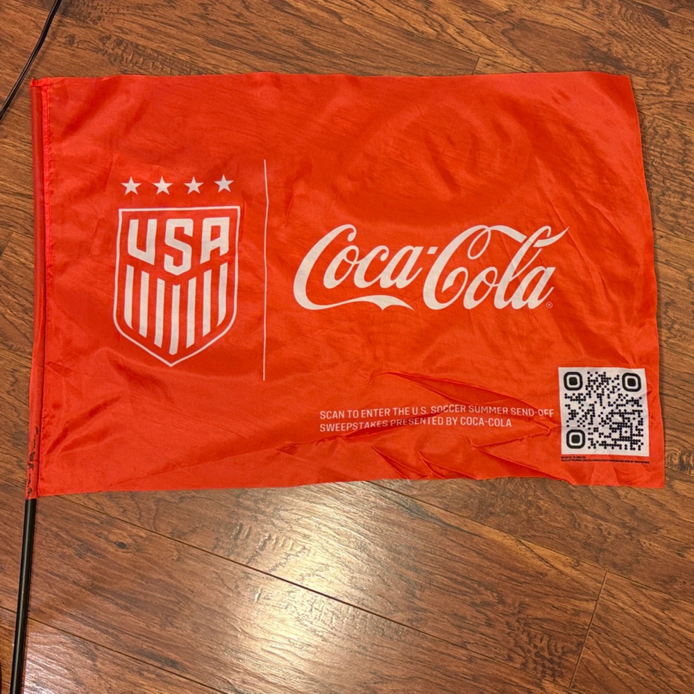 USWNT US soccer Coca-Cola Red USA Flag with Emblem